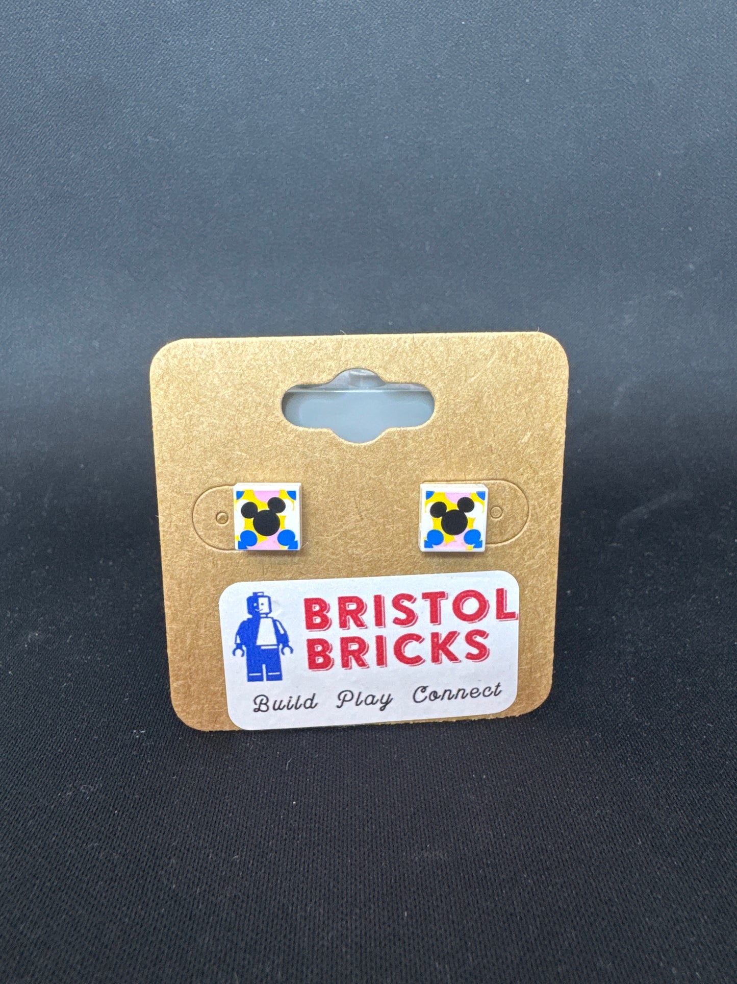 A230 - Mickey Head Colorful Square Earrings