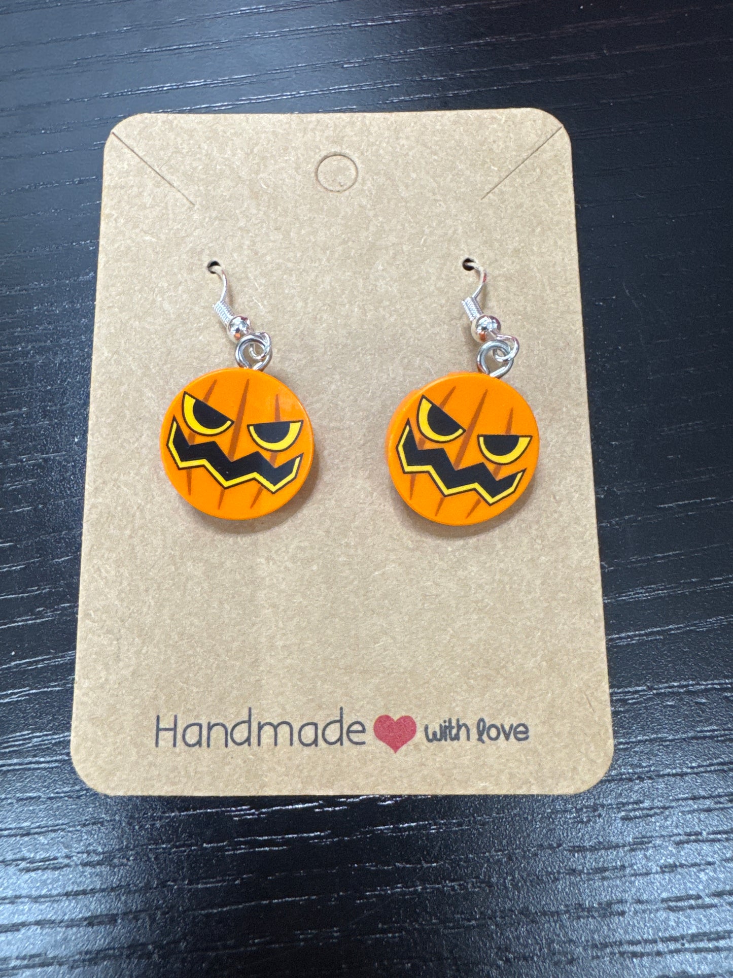 A219 - Jack-O-Lantern Tile Earrings