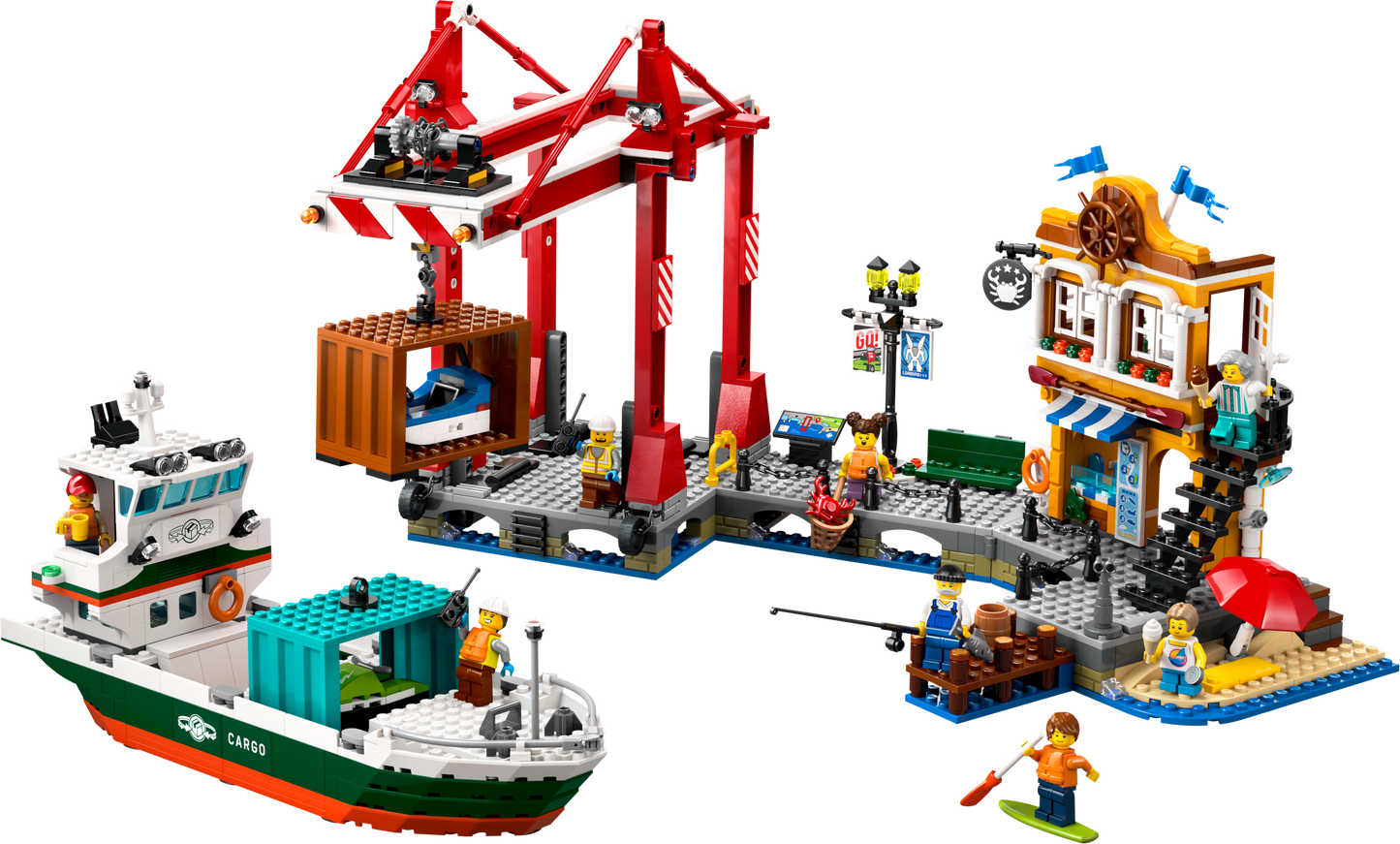 60422 - Seaside Harbor with Cargo Ship - ND