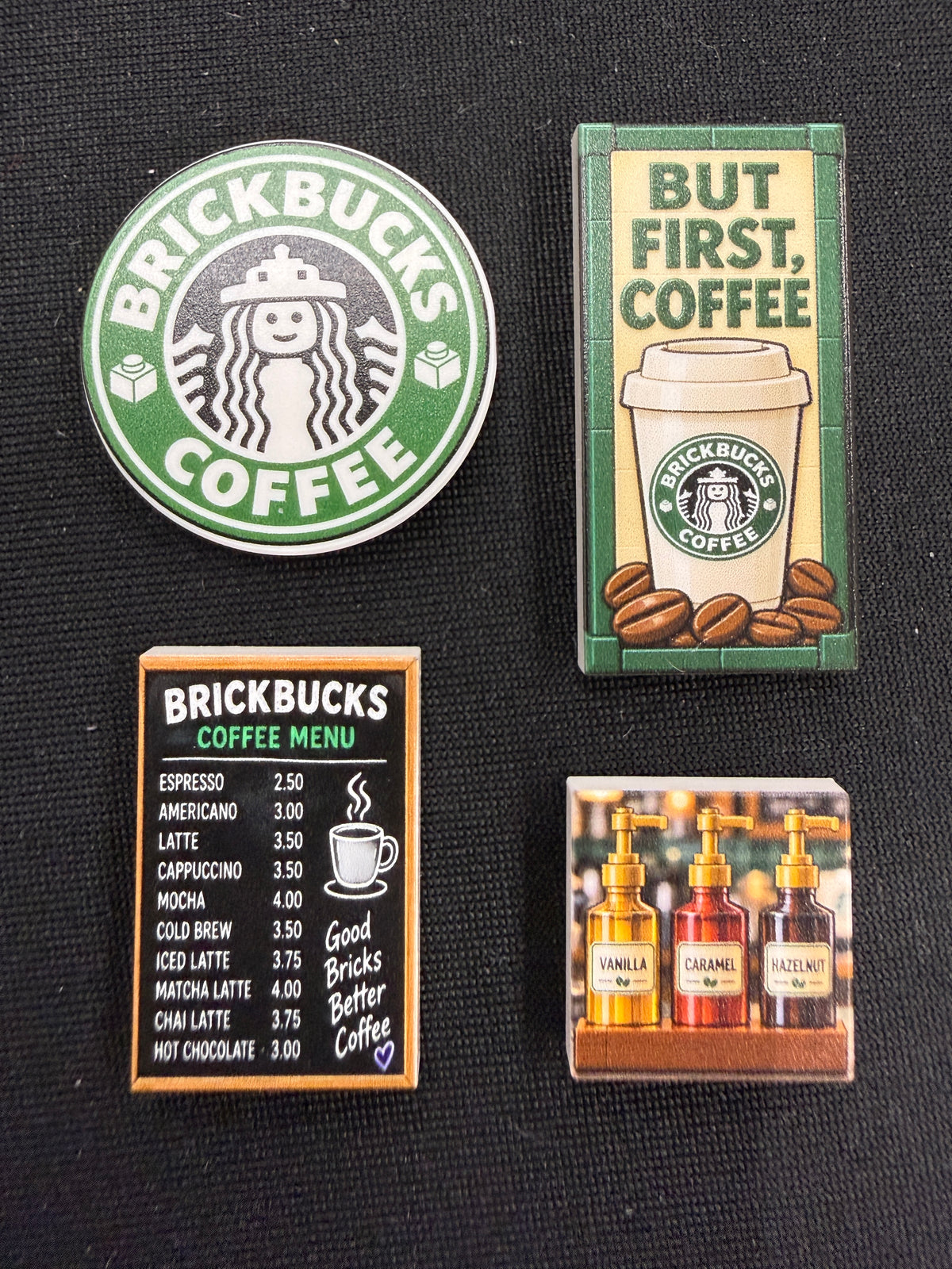 Brickbucks Tile Set of 4 (A) - Custom Prints on Lego Tiles