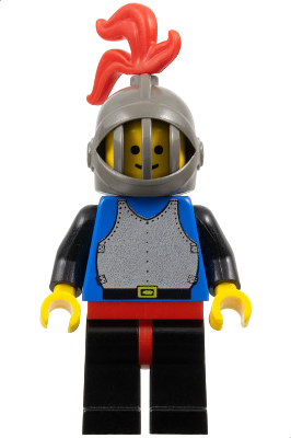 cas181 - Breastplate - Blue with Black Arms, Black Legs with Red Hips, Dark Gray Grille Helmet, Red Plume, Blue Plastic Cape