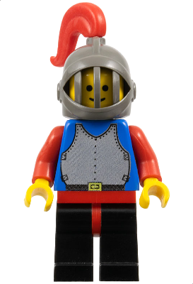 cas183 - Breastplate - Blue with Red Arms, Black Legs with Red Hips, Dark Gray Grille Helmet, Red Plume