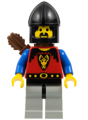 cas245 - Dragon Knights - Knight 1, Light Gray Legs with Black Hips, Black Chin-Guard, Quiver