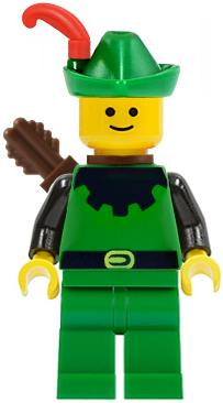 cas321 - Forestman - Black, Green Hat, Red Feather, Quiver