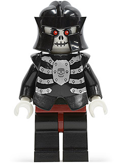 cas330 - Fantasy Era - Skeleton Warrior 4, White, Black Breastplate and Helmet, Dark Red Hips and Black Legs
