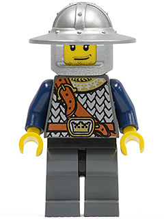 cas336 - Fantasy Era - Crown Knight Scale Mail with Chest Strap, Helmet with Broad Brim, Smirk and Stubble Beard