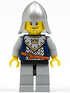 cas342 - Fantasy Era - Crown Knight Scale Mail with Crown, Helmet with Neck Protector, Smirk and Stubble Beard