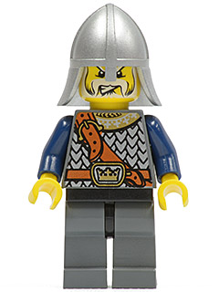 cas348 - Fantasy Era - Crown Knight Scale Mail with Chest Strap, Helmet with Neck Protector, White Moustache and Beard