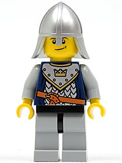 cas382 - Fantasy Era - Crown Knight Scale Mail with Crown, Helmet with Neck Protector, Crooked Smile
