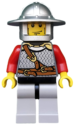 cas447 - Kingdoms - Lion Knight Scale Mail with Chest Strap and Belt, Helmet with Broad Brim, Vertical Cheek Lines