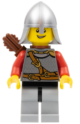cas448 - Kingdoms - Lion Knight Scale Mail with Chest Strap and Belt, Helmet with Neck Protector, Quiver, Open Grin
