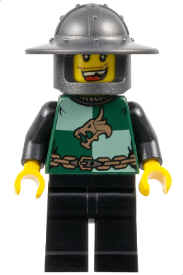 cas508 - Kingdoms - Dragon Knight Quarters, Helmet with Broad Brim, Missing Tooth (Chess Pawn)