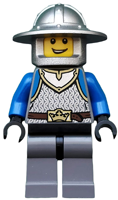 cas517 - Castle - King's Knight Scale Mail, Crown Belt, Helmet with Broad Brim, Open Grin