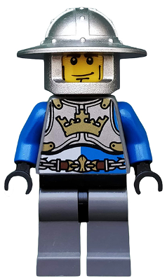cas520 - Castle - King's Knight Breastplate with Crown and Chain Belt, Helmet with Broad Brim, Cheek Lines