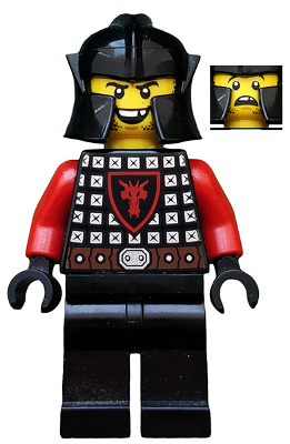 cas528 - Castle - Dragon Knight Scale Mail with Dragon Shield, Cheek Protection Helmet, Missing Tooth Open Grin