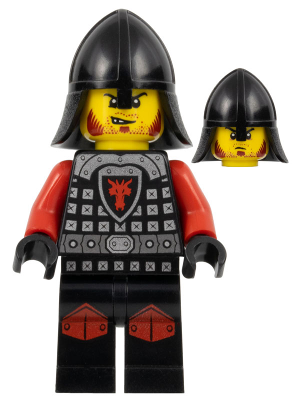 cas529 - Castle - Dragon Knight Scale Mail with Dragon Shield and Shoulder Armor, Knee Pads, Helmet with Neck Protector, Angry Scowl