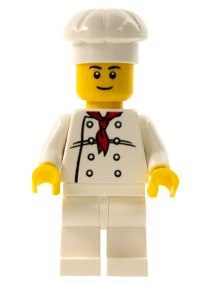 chef017a - Chef - White Torso with 8 Buttons, White Legs, Black Eyebrows