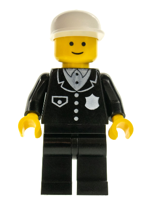 cop012 - Police - Suit with 4 Buttons, Black Legs, White Cap