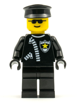 cop025 - Police - Zipper with Sheriff Star, Black Hat