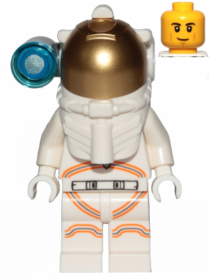 cty1027 - Astronaut - Male, White Spacesuit with Orange Lines, Side Lamp, Smirk and Cheek Lines