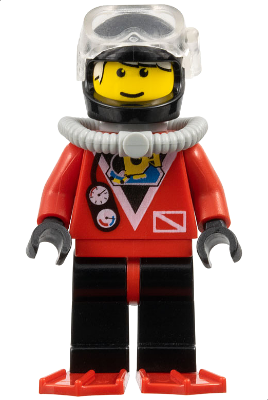 div019 - Divers - Red Diver 2, Black Legs with Red Hips, Black Helmet, Red Flippers