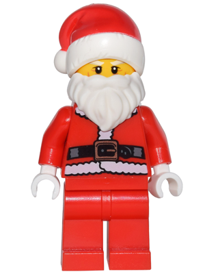 hol082 - Santa, Red Legs, Fur Lined Jacket, White Eyebrows, Wrinkles