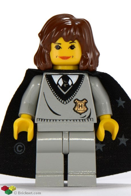 hp003 - Hermione Granger - Gryffindor Shield Torso, Light Gray Legs, Black Cape with Stars