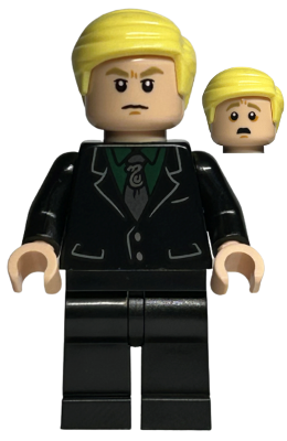 hp412 - Draco Malfoy - Black Suit, Slytherin Tie, Neutral / Scared
