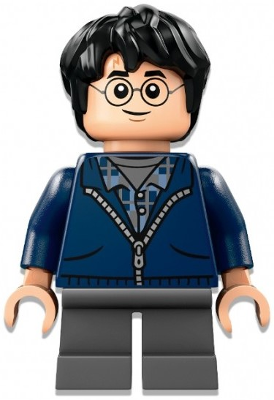 hp495 - Harry Potter - Dark Blue Hoodie, Dark Bluish Gray Short Legs