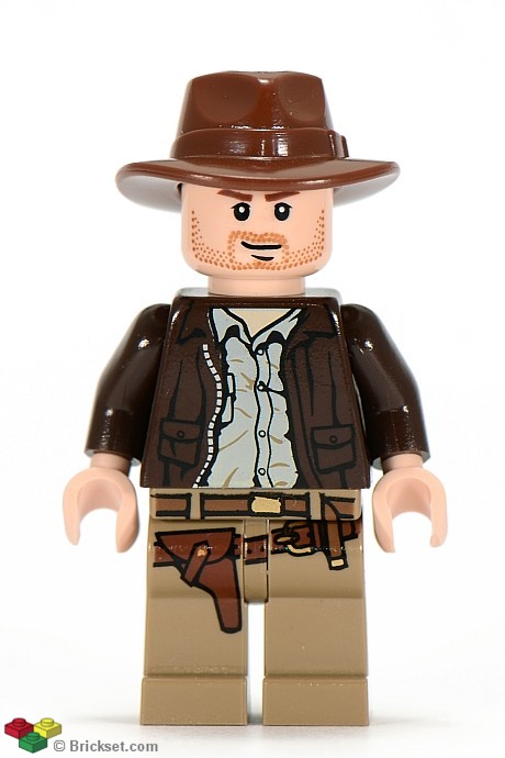 iaj001 - Indiana Jones - Dark Brown Jacket, Reddish Brown Fedora, Closed Mouth Lopsided Grin