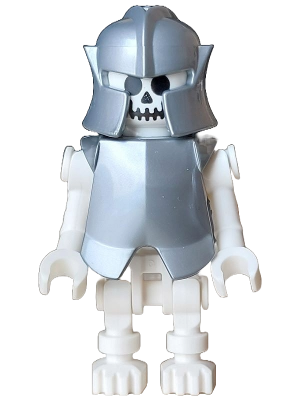 idea187 - Skeleton - Standard Skull, Bent Arms Vertical Grip, Flat Silver Helmet and Armor Breastplate (Colin the Fighter)