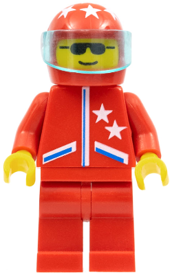 jstr003 - Jacket 2 Stars Red - Red Legs, Red Helmet 7 White Stars, Trans-Light Blue Visor