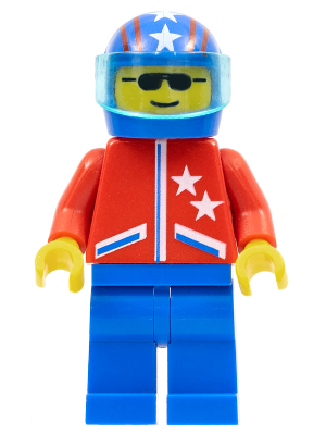 jstr005 - Jacket 2 Stars Red - Blue Legs, Blue Helmet 4 Stars & Stripes, Trans-Light Blue Visor