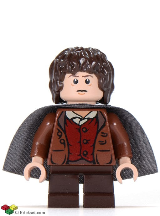 lor003 - Frodo Baggins - Reddish Brown Jacket, Dark Brown Legs, Dark Bluish Gray Cape
