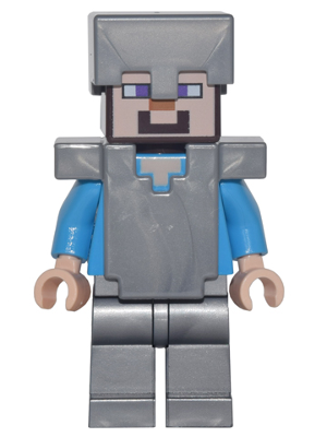 min053 - Steve - Flat Silver Legs, Helmet, and Armor