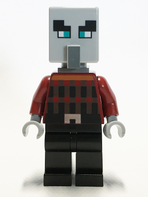 min079 - Illager (Pillager) - Wide Eyes, Dark Bluish Gray Neck Bracket and Tile with Clip