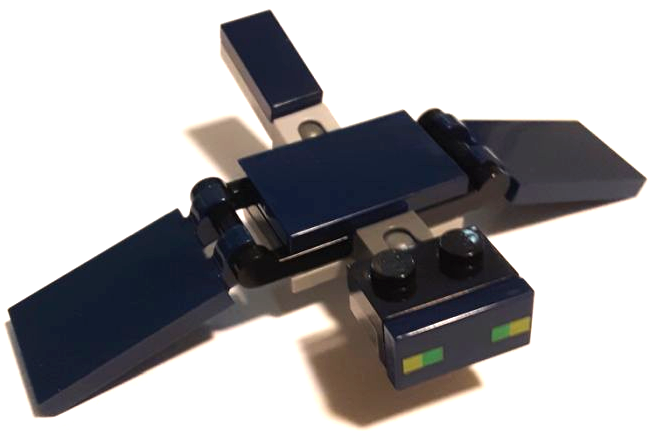 minephantom02 - Minecraft Phantom (Light Bluish Gray Inverted 1 x 3 Tiles Base) - Brick Built