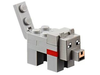 minewolf01 - Minecraft Wolf, Tamed (Red Plate 1 x 2, Light Nougat Muzzle) - Brick Built
