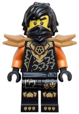 njo1038 - Cole - Dragons Rising, Tunic with Dragon Head, Hair, Wide Pearl Gold Shoulder Armor
