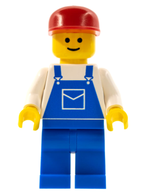 ovr003 - Overalls Blue with Pocket, Blue Legs, Red Cap