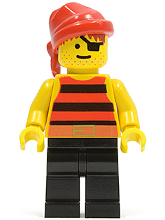 pi031 - Pirate Red / Black Stripes Shirt, Black Legs, Red Bandana