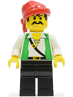 pi051 - Pirate Green Vest, Black Legs, Red Bandana