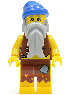 pi100 - Pirate Vest and Anchor Tattoo, Gray Beard, Blue Bandana (Castaway)