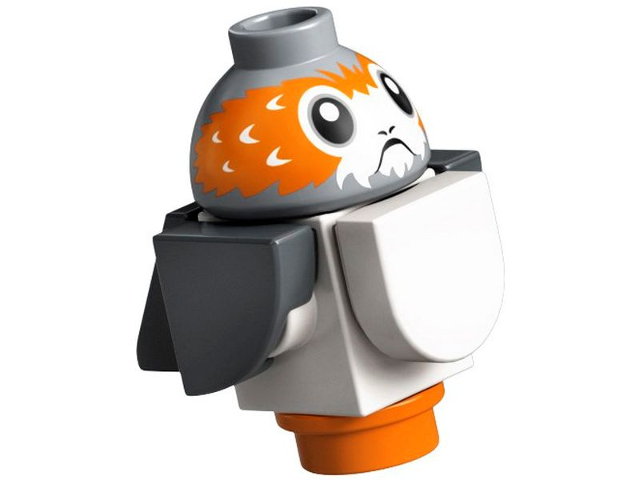 porg05 - Porg, Star Wars with White Body, Dark Bluish Gray Wings and Tail - Brick Built