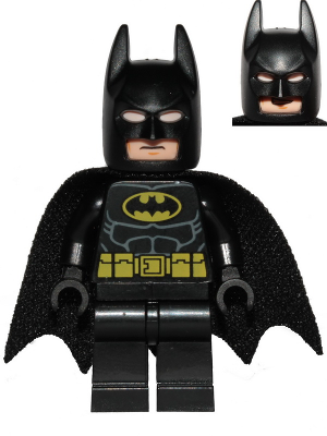 sh0016b - Batman - Black Suit with Yellow Belt and Crest (Type 2 Cowl, Spongy Tear-Drop Neck Cut Cape)