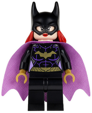 sh0092 - Batgirl - Minifigure, Black Suit, Lavender Cape