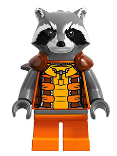 sh0122 - Rocket Raccoon - Orange and Reddish Brown Outfit, Dark Bluish Gray Head
