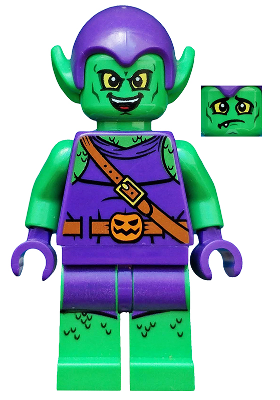 sh0196 - Green Goblin - Bright Green Skin, Dark Purple Outfit, Large Yellow Eyes