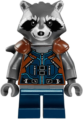sh0384 - Rocket Raccoon - Dark Blue and Reddish Brown Outfit, Dark Bluish Gray Head