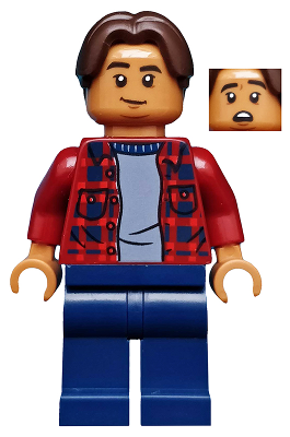 sh0602 - Ned Leeds - Dark Red Plaid Shirt, Dark Blue Legs